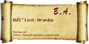Bálint Aranka névjegykártya